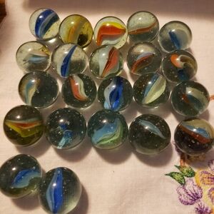 Vintage Glass Marbles with Swirl Design